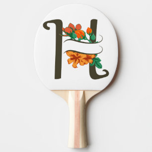 Capital letter H floral monogram Ping Pong Paddle