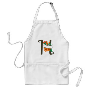 Capital letter H floral monogram Standard Apron