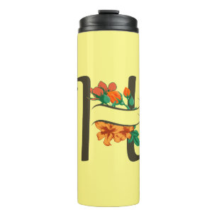 Capital letter H floral monogram Thermal Tumbler