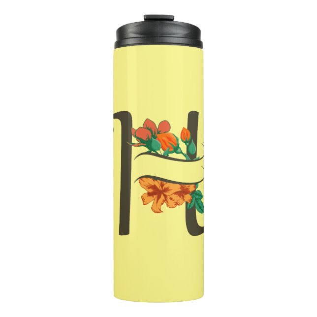 Capital letter H floral monogram Thermal Tumbler (Front)