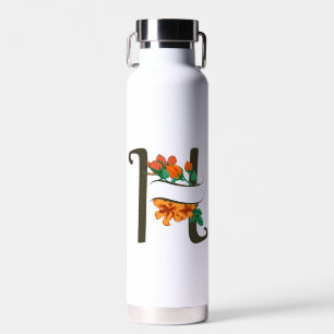 Capital letter H floral monogram Water Bottle