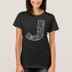 Capital Letter J Floral Chic Boho Abstract Doodle T-Shirt