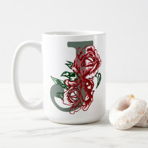 Capital letter J floral monogram Coffee Mug