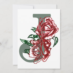 Capital letter J floral monogram Holiday Card