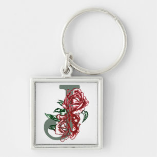 Capital letter J floral monogram Keychain