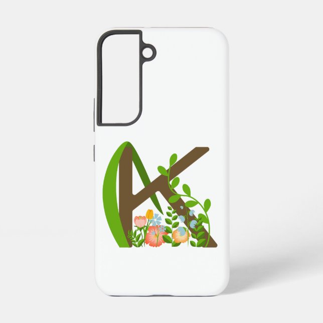 Capital letter K floral monogram Samsung Galaxy S22 Case (Back)