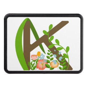 Capital letter K floral monogram Trailer Hitch Cover