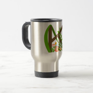 Capital letter K floral monogram Travel Mug