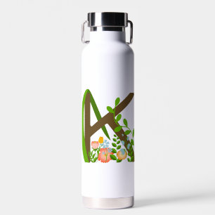 Capital letter K floral monogram Water Bottle