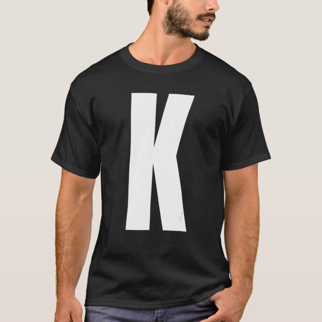 Capital Letter K Monogram Anton Font Initial Alpha T-Shirt (Front)
