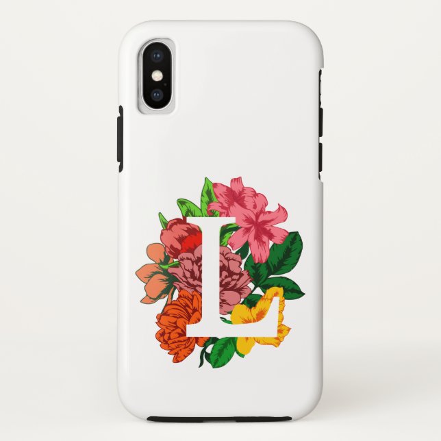 Capital letter L floral monogram Case-Mate iPhone Case (Back)