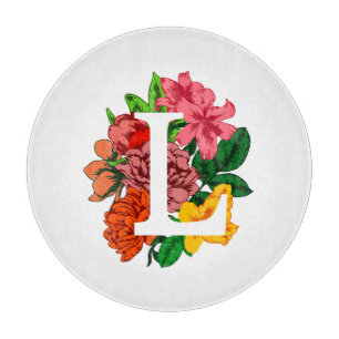 Capital letter L floral monogram Cutting Board