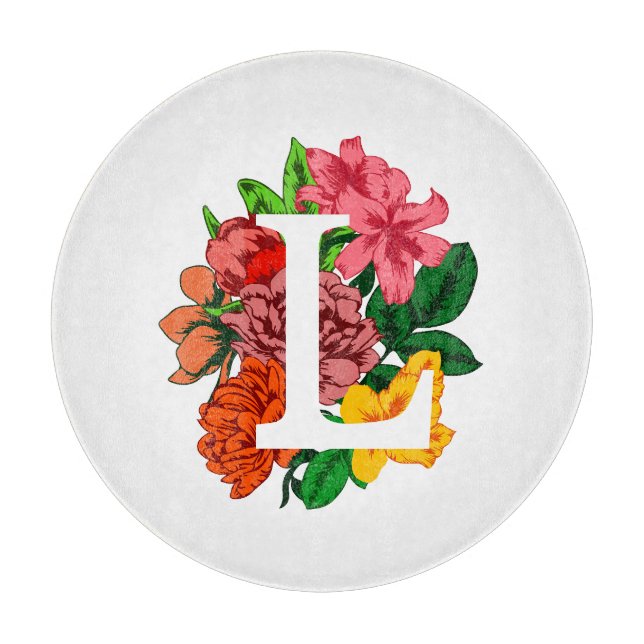 Capital letter L floral monogram Cutting Board (Front)