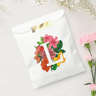 Capital letter L floral monogram Favour Bag