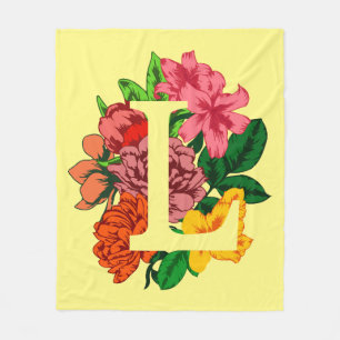 Capital letter L floral monogram Fleece Blanket