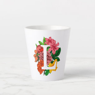 Capital letter L floral monogram Latte Mug