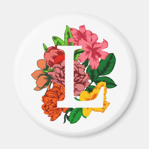 Capital letter L floral monogram Magnet