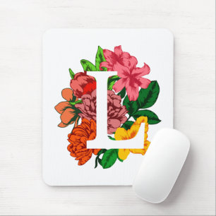 Capital letter L floral monogram Mouse Pad