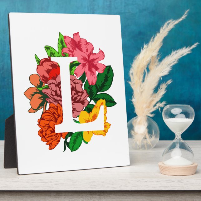 Capital letter L floral monogram Plaque (Side)