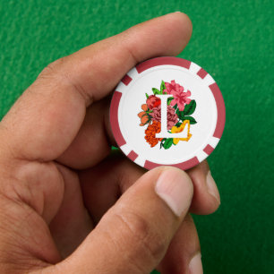 Capital letter L floral monogram Poker Chips