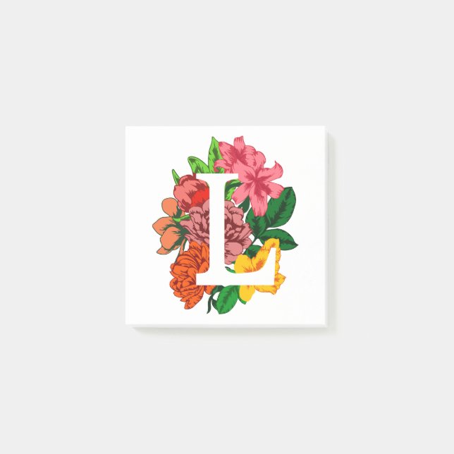 Capital letter L floral monogram Post-it Notes (Front)