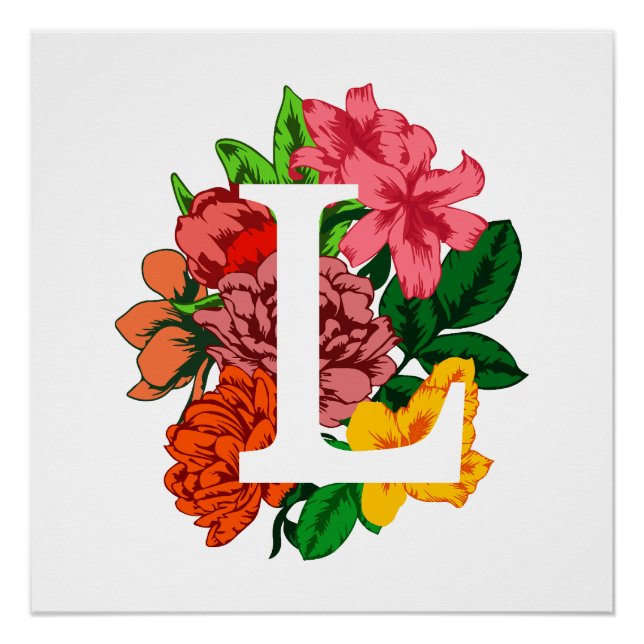 Capital letter L floral monogram Poster (Front)