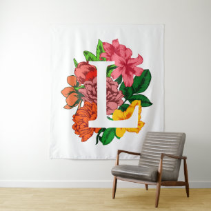 Capital letter L floral monogram Tapestry