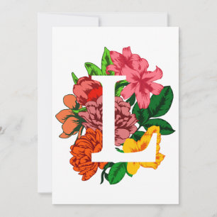Capital letter L floral monogram Thank You Card