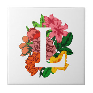 Capital letter L floral monogram Tile