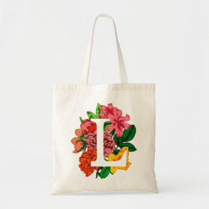 Capital letter L floral monogram Tote Bag