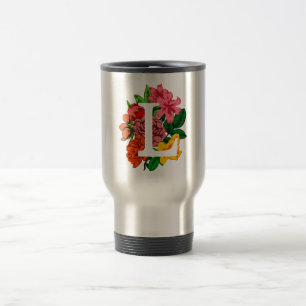 Capital letter L floral monogram Travel Mug