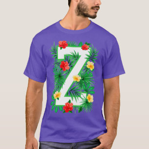 Capital Letter Z Alphabet Monogram Initial Flower T-Shirt