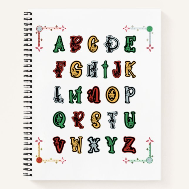 Capital Letters A to Z Halloween ABC Alphabet  Notebook (Front)