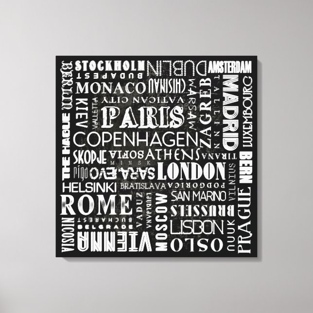 Capitales Villes d'Europe toile Imprimer Mur Art (Recto)