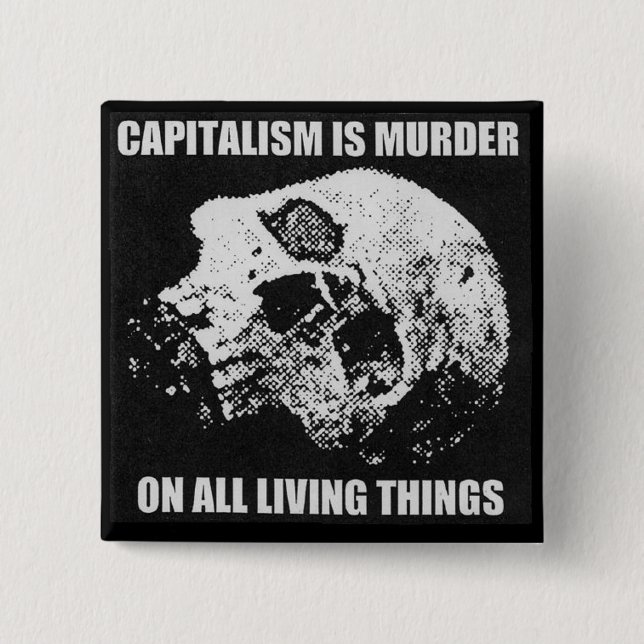 capitalism is murder button (Front)