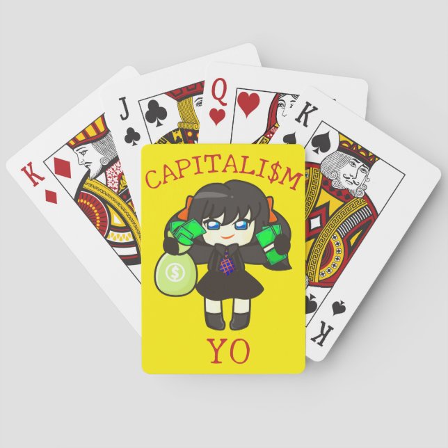Capitalism Yo - Anime Money Girl Hustle  Playing Cards (Back)