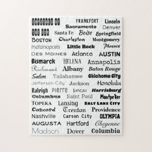 Capitals of the USA Puzzle - black on white