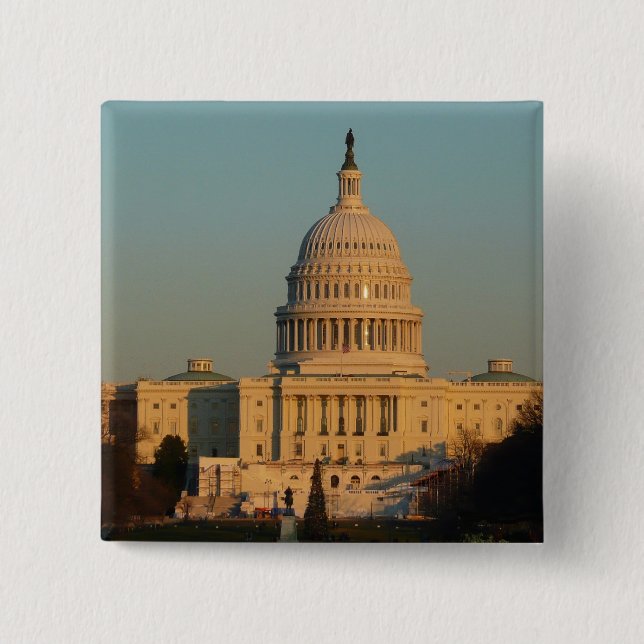 Capitol at Christmas Washington DC Holiday 2 Inch Square Button (Front)