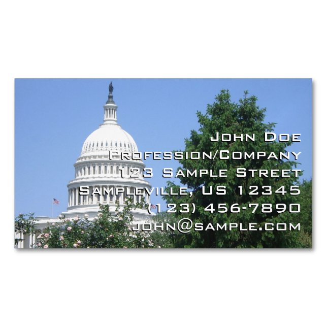 Capitol Building from Bartholdi Park Magnetic Business Card (Front)