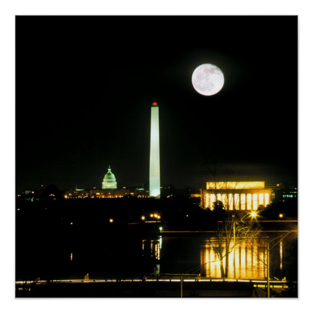 Capitol Building, Lincoln Memorial, Washington Poster (Front)