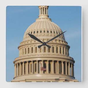 Capitol Building shot at dusk Square Wall Clock