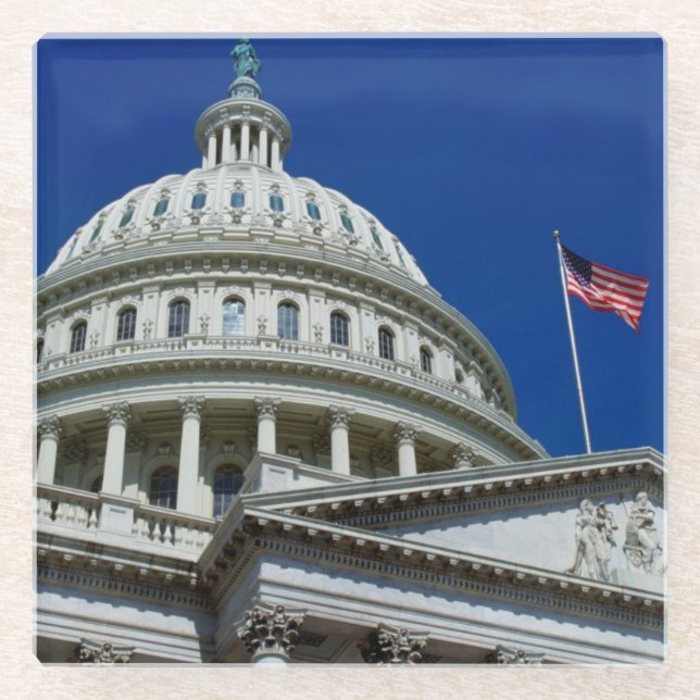 Capitol Building, Washington, USA Glass Coaster (Front)