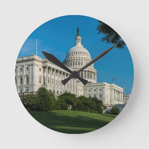 Capitol Building West View Round Clock