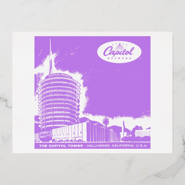 CAPITOL RECORDS FOIL HOLIDAY POSTCARD (Front)
