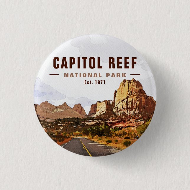 Capitol Reef National Park Cathedral Valley Loop 1 Inch Round Button (Front)