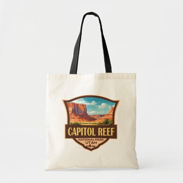 Capitol Reef National Park Illustration Retro Art Tote Bag (Front)