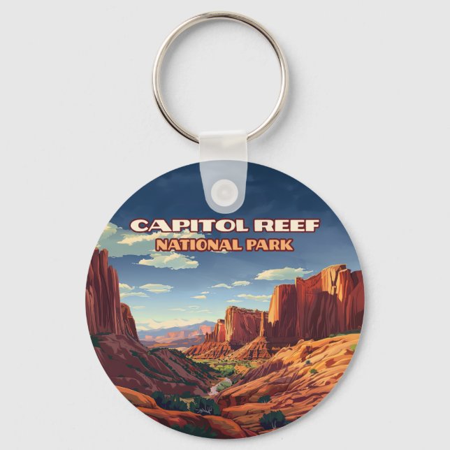 Capitol Reef National Park Utah Desert Vintage Keychain (Front)