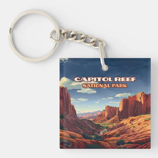 Capitol Reef National Park Utah Desert Vintage Keychain (Front)