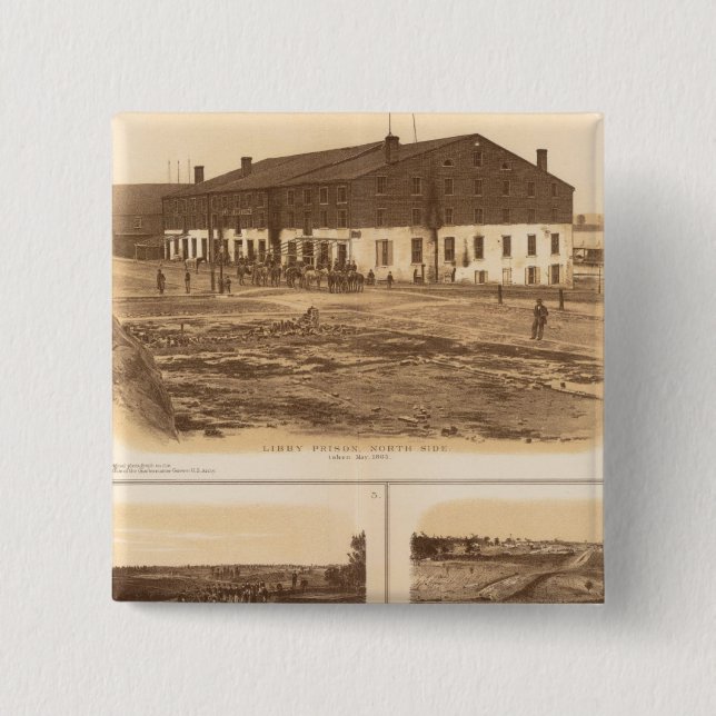 Capitol, Richmond Libby Prison 2 Inch Square Button (Front)