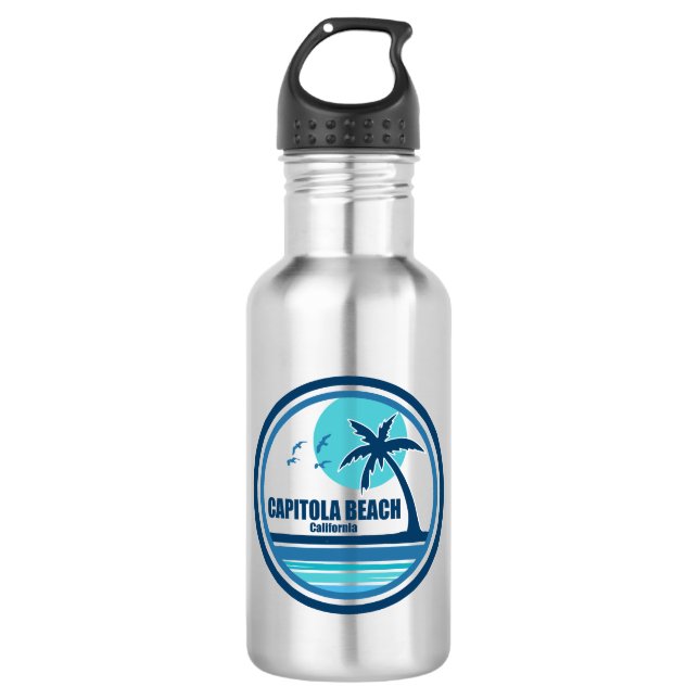 Capitola Beach California Palm Tree Birds 532 Ml Water Bottle (Front)
